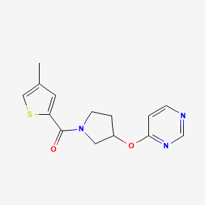 molecular formula C14H15N3O2S B2719246 (4-Methylthiophen-2-yl)(3-(pyrimidin-4-yloxy)pyrrolidin-1-yl)methanone CAS No. 2034502-11-7