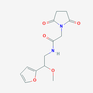 molecular formula C13H16N2O5 B2719248 2-(2,5-dioxopyrrolidin-1-yl)-N-(2-(furan-2-yl)-2-methoxyethyl)acetamide CAS No. 1798486-61-9