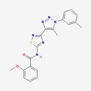 molecular formula C20H18N6O2S B2719249 2-methoxy-N-{3-[5-methyl-1-(3-methylphenyl)-1H-1,2,3-triazol-4-yl]-1,2,4-thiadiazol-5-yl}benzamide CAS No. 932350-31-7