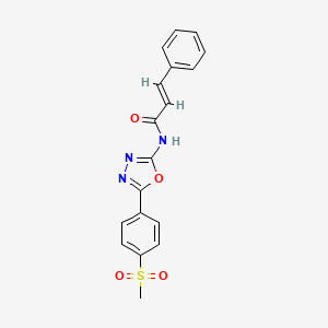 molecular formula C18H15N3O4S B2719251 N-(5-(4-(methylsulfonyl)phenyl)-1,3,4-oxadiazol-2-yl)cinnamamide CAS No. 886910-37-8