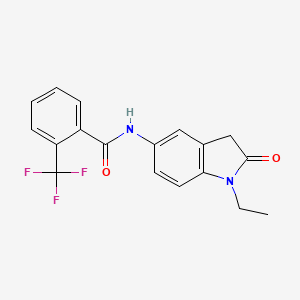 molecular formula C18H15F3N2O2 B2719256 N-(1-ethyl-2-oxoindolin-5-yl)-2-(trifluoromethyl)benzamide CAS No. 921837-22-1