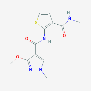 molecular formula C12H14N4O3S B2719260 3-methoxy-1-methyl-N-(3-(methylcarbamoyl)thiophen-2-yl)-1H-pyrazole-4-carboxamide CAS No. 1170553-52-2