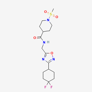 molecular formula C16H24F2N4O4S B2719265 N-((3-(4,4-二氟环己基)-1,2,4-噁二唑-5-基)甲基)-1-(甲磺基)哌啶-4-羧酰胺 CAS No. 2034464-11-2