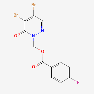 molecular formula C12H7Br2FN2O3 B2719269 (4,5-dibromo-6-oxo-1,6-dihydropyridazin-1-yl)methyl 4-fluorobenzoate CAS No. 439108-07-3