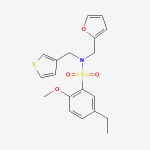 molecular formula C19H21NO4S2 B2719270 5-ethyl-N-(furan-2-ylmethyl)-2-methoxy-N-(thiophen-3-ylmethyl)benzenesulfonamide CAS No. 1219905-83-5