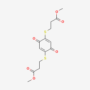 molecular formula C14H16O6S2 B2719281 Methyl 3-({4-[(3-methoxy-3-oxopropyl)sulfanyl]-3,6-dioxocyclohexa-1,4-dien-1-yl}sulfanyl)propanoate CAS No. 1028684-66-3