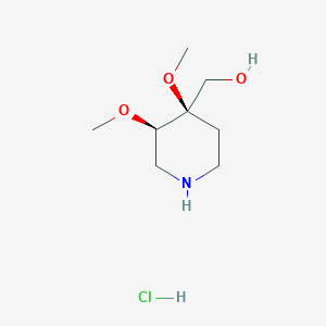 molecular formula C8H18ClNO3 B2719287 [(3R,4R)-3,4-二甲氧基哌啶-4-基]甲醇；盐酸盐 CAS No. 2460739-65-3
