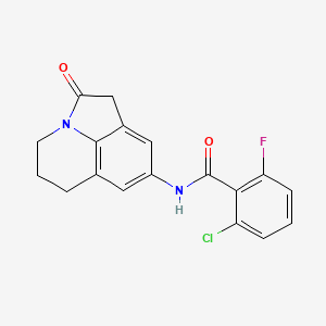 molecular formula C18H14ClFN2O2 B2719289 2-chloro-6-fluoro-N-(2-oxo-2,4,5,6-tetrahydro-1H-pyrrolo[3,2,1-ij]quinolin-8-yl)benzamide CAS No. 898454-37-0