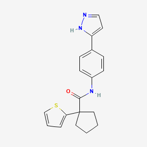 N-(4-(1H-pyrazol-3-yl)phenyl)-1-(thiophen-2-yl)cyclopentanecarboxamide