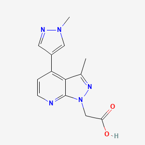 molecular formula C13H13N5O2 B2719294 [3-methyl-4-(1-methyl-1H-pyrazol-4-yl)-1H-pyrazolo[3,4-b]pyridin-1-yl]acetic acid CAS No. 1006444-38-7