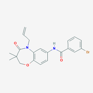 molecular formula C21H21BrN2O3 B2719304 N-(5-allyl-3,3-dimethyl-4-oxo-2,3,4,5-tetrahydrobenzo[b][1,4]oxazepin-7-yl)-3-bromobenzamide CAS No. 921546-19-2
