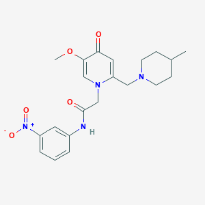 molecular formula C21H26N4O5 B2719306 2-(5-methoxy-2-((4-methylpiperidin-1-yl)methyl)-4-oxopyridin-1(4H)-yl)-N-(3-nitrophenyl)acetamide CAS No. 921471-20-7