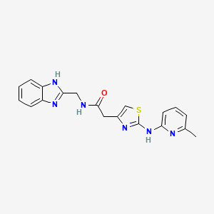 molecular formula C19H18N6OS B2719307 N-((1H-苯并[d]咪唑-2-基)甲基)-2-(2-((6-甲基吡啶-2-基)氨基)噻唑-4-基)乙酰胺 CAS No. 1226439-78-6