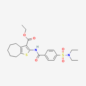 molecular formula C23H30N2O5S2 B2719309 乙酸2-(4-(N,N-二乙基磺酰)苯甲酰氨基)-5,6,7,8-四氢-4H-环庚硫吡啶-3-羧酸乙酯 CAS No. 397290-56-1