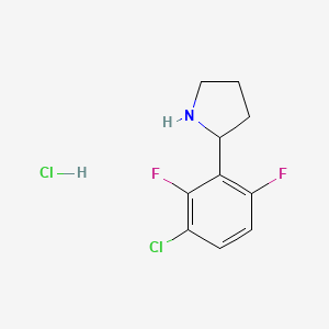 molecular formula C10H11Cl2F2N B2719328 2-(3-氯-2,6-二氟苯基)吡咯烷;盐酸盐 CAS No. 2260937-00-4