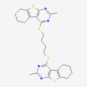 molecular formula C26H30N4S4 B2719330 2-Methyl-4-[4-[(2-methyl-5,6,7,8-tetrahydro-[1]benzothiolo[2,3-d]pyrimidin-4-yl)sulfanyl]butylsulfanyl]-5,6,7,8-tetrahydro-[1]benzothiolo[2,3-d]pyrimidine CAS No. 300557-71-5