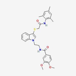 N-(2-(3-((2-(mesitylamino)-2-oxoethyl)thio)-1H-indol-1-yl)ethyl)-3,4-dimethoxybenzamide