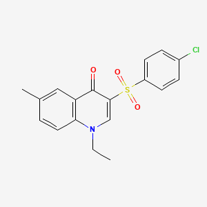 molecular formula C18H16ClNO3S B2719340 3-((4-chlorophenyl)sulfonyl)-1-ethyl-6-methylquinolin-4(1H)-one CAS No. 899213-04-8