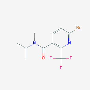 molecular formula C11H12BrF3N2O B2719341 6-Bromo-N-methyl-N-propan-2-yl-2-(trifluoromethyl)pyridine-3-carboxamide CAS No. 2305487-59-4