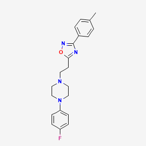 molecular formula C21H23FN4O B2719342 1-(4-Fluorophenyl)-4-{2-[3-(4-methylphenyl)-1,2,4-oxadiazol-5-yl]ethyl}piperazine CAS No. 1984073-29-1