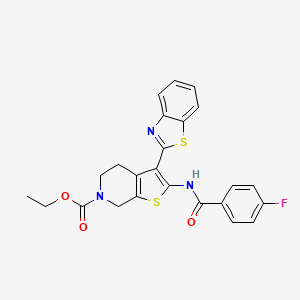 molecular formula C24H20FN3O3S2 B2719351 ethyl 3-(benzo[d]thiazol-2-yl)-2-(4-fluorobenzamido)-4,5-dihydrothieno[2,3-c]pyridine-6(7H)-carboxylate CAS No. 864927-25-3