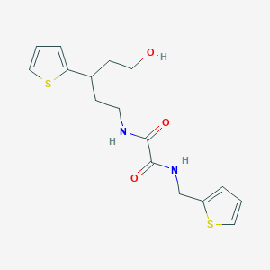 molecular formula C16H20N2O3S2 B2719354 N1-(5-hydroxy-3-(thiophen-2-yl)pentyl)-N2-(thiophen-2-ylmethyl)oxalamide CAS No. 2034328-81-7