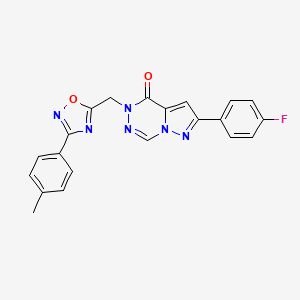 molecular formula C21H15FN6O2 B2719361 2-[(2-benzyl-3-oxo-2,3-dihydroimidazo[1,2-c]quinazolin-5-yl)thio]-N-(3-methoxypropyl)acetamide CAS No. 1251568-58-7