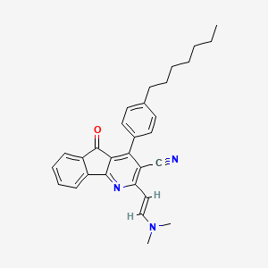 molecular formula C30H31N3O B2719364 2-[(E)-2-(dimethylamino)ethenyl]-4-(4-heptylphenyl)-5-oxo-5H-indeno[1,2-b]pyridine-3-carbonitrile CAS No. 551930-89-3
