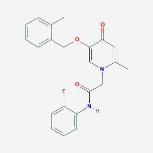 molecular formula C22H21FN2O3 B2719366 N-(2-fluorophenyl)-2-(2-methyl-5-((2-methylbenzyl)oxy)-4-oxopyridin-1(4H)-yl)acetamide CAS No. 946254-43-9