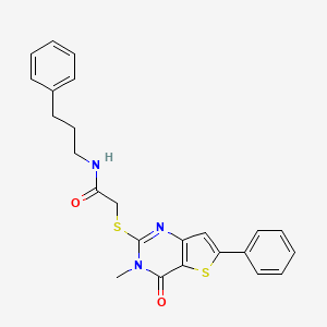molecular formula C24H23N3O2S2 B2719371 1-(3-{[(5-chloro-2-thienyl)sulfonyl]amino}benzoyl)-N-methylprolinamide CAS No. 1105251-44-2