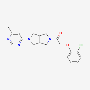 molecular formula C19H21ClN4O2 B2719378 2-(2-Chlorophenoxy)-1-[2-(6-methylpyrimidin-4-yl)-1,3,3a,4,6,6a-hexahydropyrrolo[3,4-c]pyrrol-5-yl]ethanone CAS No. 2380174-74-1