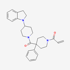 molecular formula C28H33N3O2 B2719384 1-[4-[4-(2,3-Dihydroindol-1-yl)piperidine-1-carbonyl]-4-phenylpiperidin-1-yl]prop-2-en-1-one CAS No. 2361748-74-3