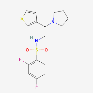 molecular formula C16H18F2N2O2S2 B2719393 2,4-difluoro-N-(2-(pyrrolidin-1-yl)-2-(thiophen-3-yl)ethyl)benzenesulfonamide CAS No. 954669-84-2