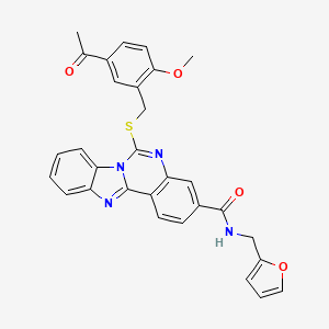 6-[(5-acetyl-2-methoxybenzyl)thio]-N-(2-furylmethyl)benzimidazo[1,2-c]quinazoline-3-carboxamide