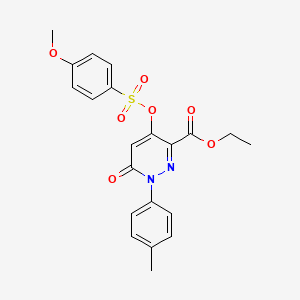 molecular formula C21H20N2O7S B2719418 乙酸乙酯 4-(((4-甲氧基苯基)磺酰)氧基)-6-酮-1-(对甲苯基)-1,6-二氢吡啶-3-羧酸酯 CAS No. 900008-42-6