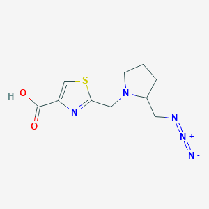 molecular formula C10H13N5O2S B2719421 2-[[2-(Azidomethyl)pyrrolidin-1-yl]methyl]-1,3-thiazole-4-carboxylic acid CAS No. 2193058-64-7