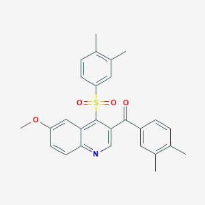 molecular formula C27H25NO4S B2719441 (3,4-Dimethylphenyl)(4-((3,4-dimethylphenyl)sulfonyl)-6-methoxyquinolin-3-yl)methanone CAS No. 899760-33-9