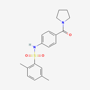 molecular formula C19H22N2O3S B2719444 2,5-二甲基-N-(4-(吡咯啉-1-甲酰)苯基)苯磺酰胺 CAS No. 690245-02-4