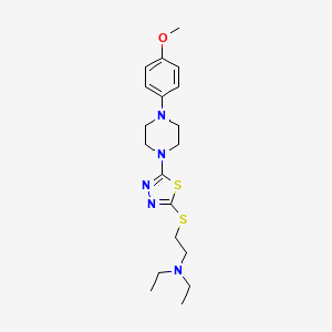 molecular formula C19H29N5OS2 B2719448 N,N-diethyl-2-((5-(4-(4-methoxyphenyl)piperazin-1-yl)-1,3,4-thiadiazol-2-yl)thio)ethanamine CAS No. 1105225-31-7