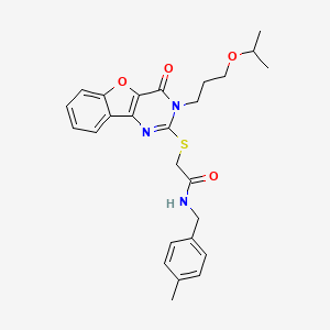 N-(4-methylbenzyl)-2-({4-oxo-3-[3-(propan-2-yloxy)propyl]-3,4-dihydro[1]benzofuro[3,2-d]pyrimidin-2-yl}sulfanyl)acetamide