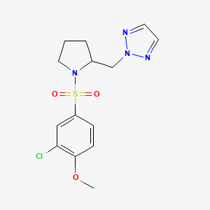 molecular formula C14H17ClN4O3S B2719456 2-{[1-(3-氯-4-甲氧基苯基磺酰)吡咯啉-2-基]甲基}-2H-1,2,3-三唑 CAS No. 2097931-35-4