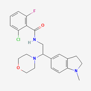 molecular formula C22H25ClFN3O2 B2719457 2-chloro-6-fluoro-N-(2-(1-methylindolin-5-yl)-2-morpholinoethyl)benzamide CAS No. 921895-45-6