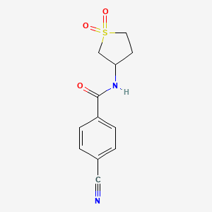 molecular formula C12H12N2O3S B2719461 4-cyano-N-(1,1-dioxidotetrahydrothiophen-3-yl)benzamide CAS No. 616214-33-6