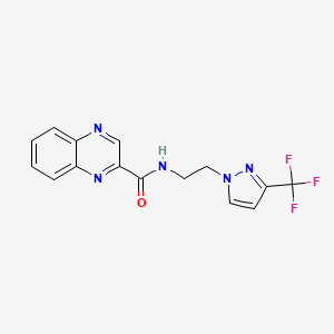 molecular formula C15H12F3N5O B2719466 N-(2-(3-(三氟甲基)-1H-吡唑-1-基)乙基)喹喔啉-2-羧酰胺 CAS No. 1448060-93-2
