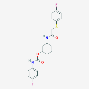 molecular formula C21H22F2N2O3S B2719482 3-(2-((4-Fluorophenyl)thio)acetamido)cyclohexyl (4-fluorophenyl)carbamate CAS No. 1351634-99-5