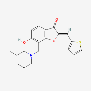 molecular formula C20H21NO3S B2719485 (Z)-6-hydroxy-7-((3-methylpiperidin-1-yl)methyl)-2-(thiophen-2-ylmethylene)benzofuran-3(2H)-one CAS No. 896806-53-4