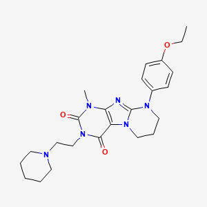 molecular formula C24H32N6O3 B2719490 9-(4-ethoxyphenyl)-1-methyl-3-(2-piperidin-1-ylethyl)-7,8-dihydro-6H-purino[7,8-a]pyrimidine-2,4-dione CAS No. 848917-26-0