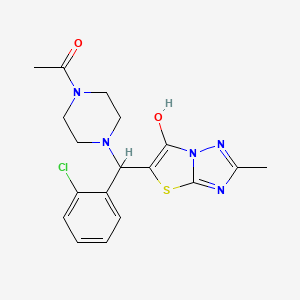 molecular formula C18H20ClN5O2S B2719507 1-(4-((2-氯苯基)(6-羟基-2-甲基噻唑并[3,2-b][1,2,4]噁唑-5-基)甲基)哌嗪-1-基)乙酮 CAS No. 869344-51-4