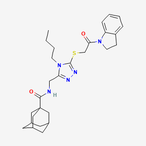 molecular formula C28H37N5O2S B2719514 N-[[4-butyl-5-[2-(2,3-dihydroindol-1-yl)-2-oxoethyl]sulfanyl-1,2,4-triazol-3-yl]methyl]adamantane-1-carboxamide CAS No. 476438-93-4