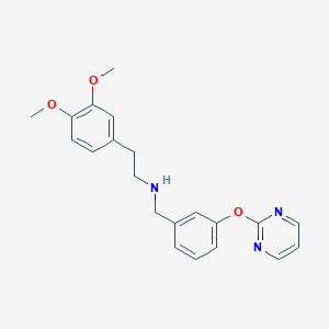 molecular formula C21H23N3O3 B271952 2-(3,4-dimethoxyphenyl)-N-[3-(2-pyrimidinyloxy)benzyl]ethanamine 